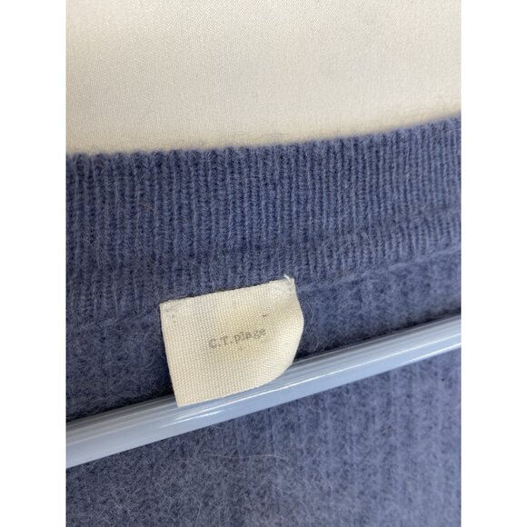 C.T. Plage Womens Long Sleeves V Neck Pullover Sweater Blue Wool Sz EUR 40 Large - Picture 5 of 9